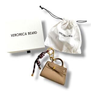 Authentic Veronica Beard Dash Bag Charm Paracord Bark Multi Faux Leather